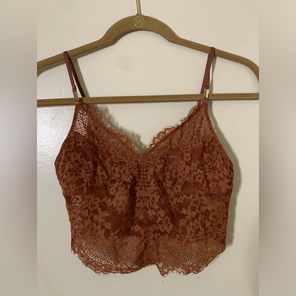 BRWN LACE TANK S/M